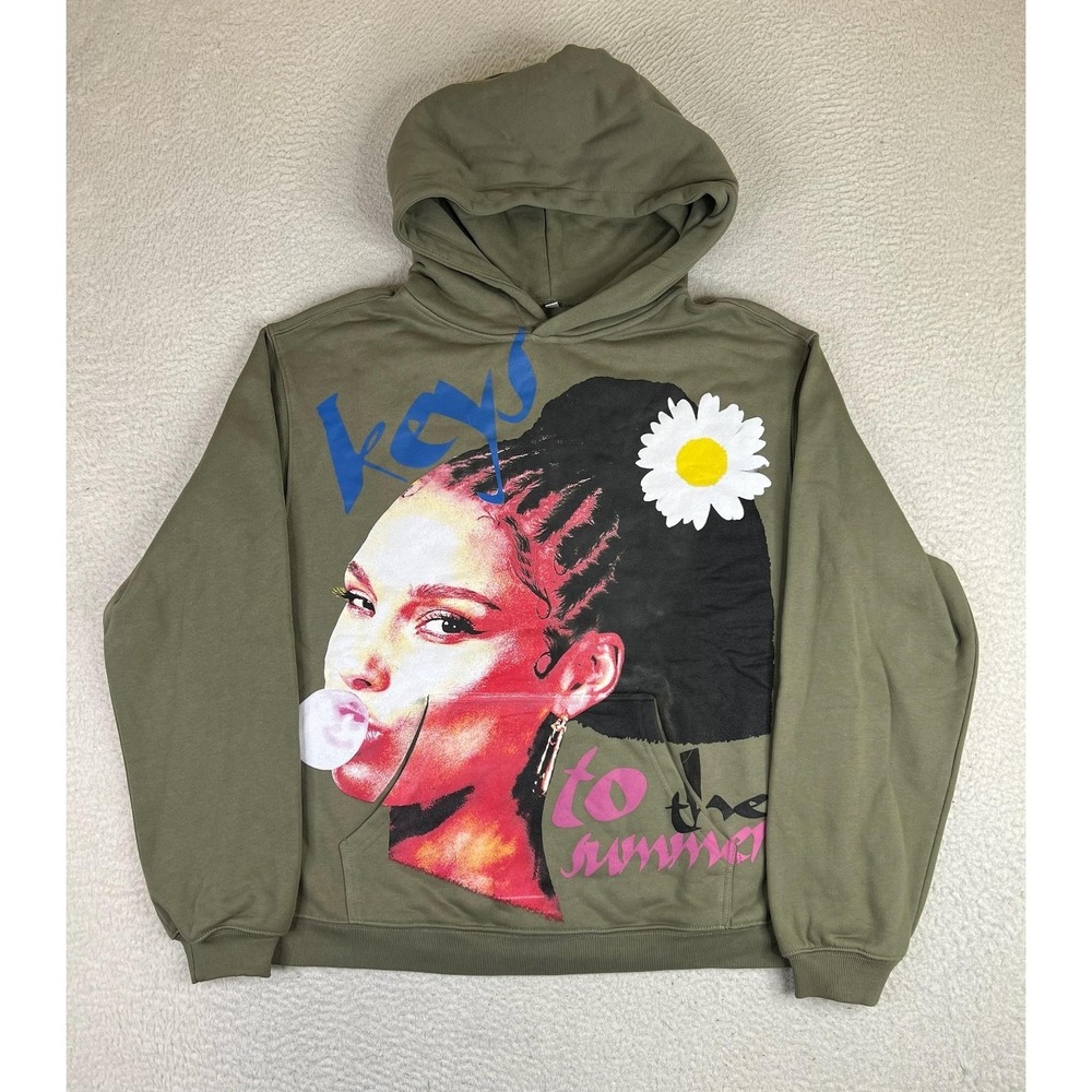 Alicia Keys Hoodie Mens Large Green Pullover Fleece Keys To Summer 2023 Tour